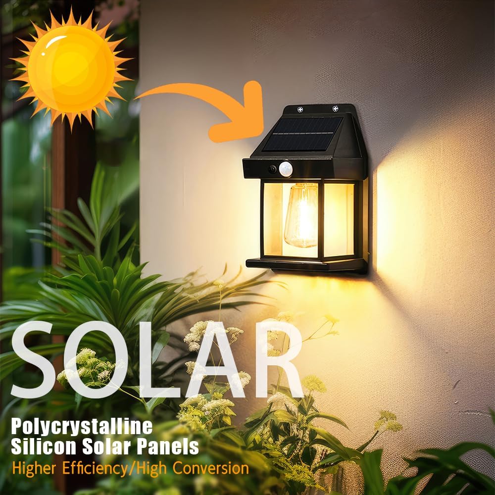 Güneş Enerjili Solar Duvar Lambası Rustik Ampul-Gün Işığı MZ-800 - görsel 2