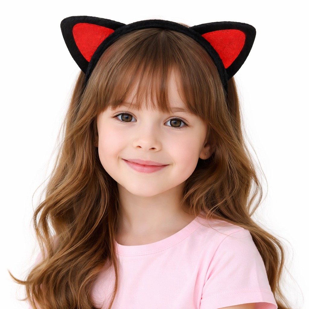 Peluş Kedi Kulak Taç Kırmızı Siyah – Çocuk Parti amp; Kostüm Tacı