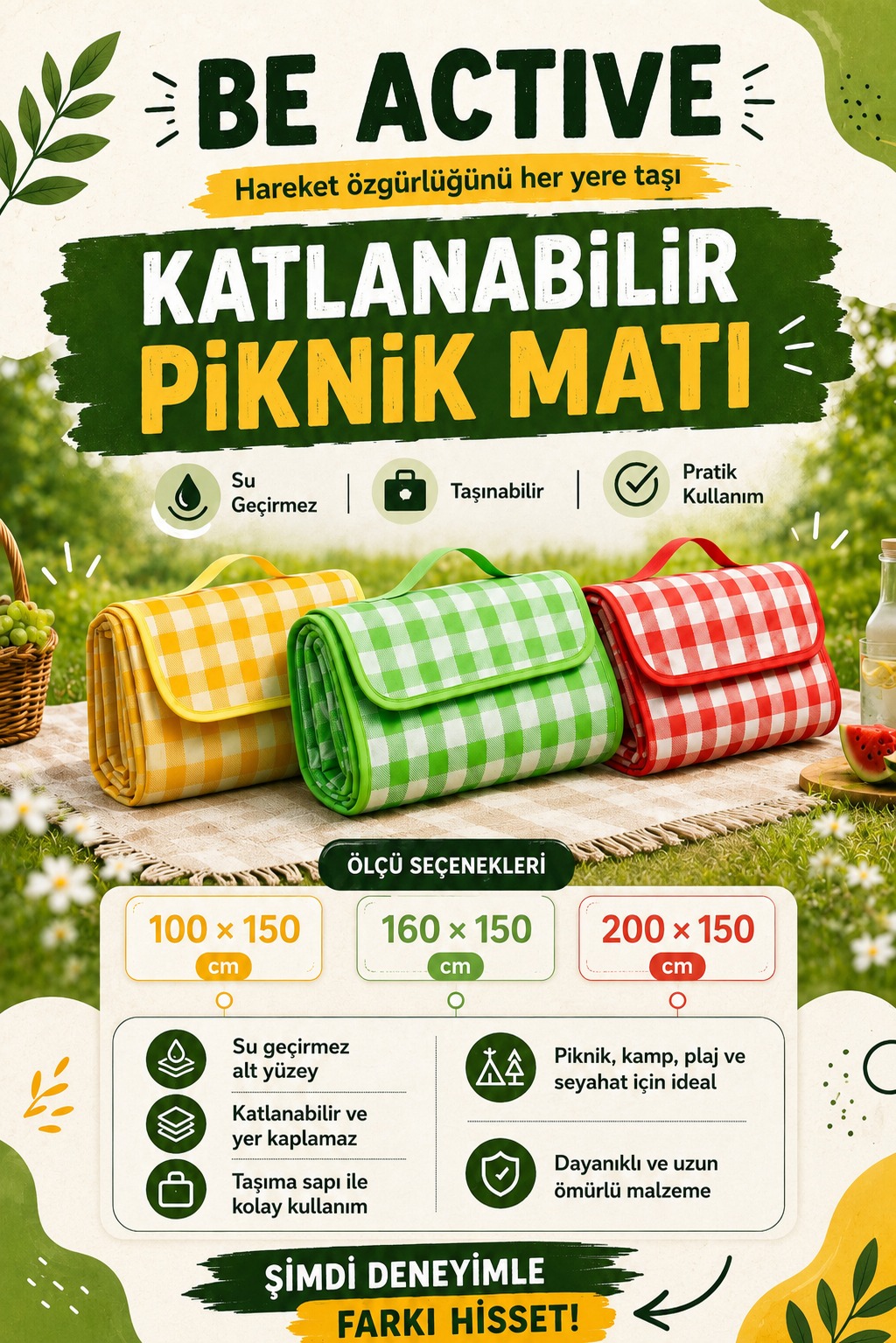 Büyük Boy Piknik Örtüsü Desenli video
